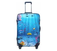 MGGAklp Copertura per valigia da viaggio con stampa colorata a tema oceano, lavabile, elasticizzata, antigraffio, per adulti, bianco, S