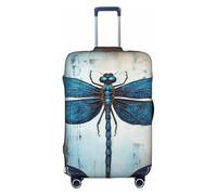 MGGAklp Copertura protettiva per valigia da viaggio con stampa di libellule blu arte blu lavabile elasticizzata antigraffio per adulti, bianco, L