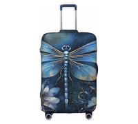 MGGAklp Copertura protettiva per valigia da viaggio con stampa di libellule blu arte blu lavabile elasticizzata antigraffio per adulti, bianco, L