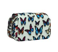 MGGAklp Custodia per penne a conchiglia con stampa a farfalla e violoncello, con doppia cerniera, portatile, per scuola e ufficio