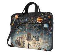 MGGAklp Fisica Stampa Laptop Borsa A Tracolla Cerniera Impermeabile Con Tracolla Regolabile, Nero , 14 inch