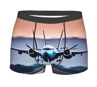 MGGAklp Fly Airplane Print Boxer da uomo traspirante morbido attivo elasticizzato intimo, Nero , L Short