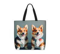 MGGAklp Indossare vestiti Carino Corgi Cani Stampa Tote Bag Con Cerniera Elegante Riutilizzabile Spalla Totes Per Shopping Lavoro, Vacanze