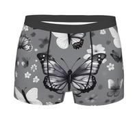 MGGAklp Intimo attivo morbido traspirante di allungamento degli uomini della stampa della farfalla di Teal grigio degli uomini, Nero , L Short
