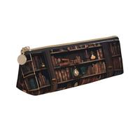 MGGAklp Library Bookshelf Print Pencil Case with Zipper Office Stationery Organizer and Travel for Women Men