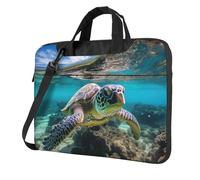 MGGAklp Lord Howe Island Sea Turtle Print Borsa a tracolla per computer portatile con cerniera impermeabile con tracolla regolabile, Nero , 15.6 inch