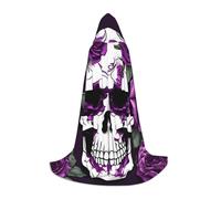 MGGAklp Mantello con cappuccio con stampa scheletro rosa viola per adolescenti per Halloween, cosplay e feste a tema