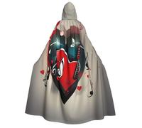 MGGAklp Mantello con cappuccio per adulti con stampa di amore e musica di Treble con mantello di Halloween Veste Costume Forniture per feste