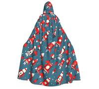 MGGAklp Mantello con cappuccio per adulti con stampa di razzi dei cartoni animati con mantello di Halloween Veste Costume Forniture