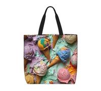 MGGAklp Molte borse di totalizzatore colorate della stampa del gelato con le borse riutilizzabili alla moda della spalla della chiusura lampo per il lavoro di acquisto, vacanza