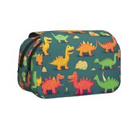 MGGAklp Molti piccoli dinosauri stampa doppia conchiglia penna caso con doppia cerniera portatile per scuola ufficio forniture