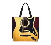 MGGAklp Nota la borsa di totalizzatore della stampa della chitarra con le borse riutilizzabili alla moda della spalla della chiusura lampo per il lavoro di shopping, le