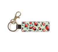 MGGAklp Portachiavi in pelle con stampa di coccinelle in stile cartone animato, portachiavi riconoscibile, accessorio per anelli, regalo divertente