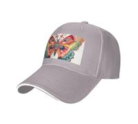 MGGAklp Ricamo colorato farfalla stampa regolabile classico cappello casquette con moda per camionista unisex, grigio, Taglia unica