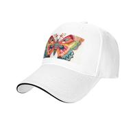 MGGAklp Ricamo colorato farfalla stampa regolabile classico cappello casquette con moda per camionista unisex, bianco, Taglia unica