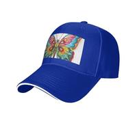MGGAklp Ricamo colorato farfalla stampa regolabile classico cappello casquette con moda per camionista unisex, Blu, Taglia unica