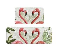 MGGAklp Set di 2 tappetini da cucina con stampa di fenicotteri su sfondo bianco, antiscivolo, impermeabile, comodo tappetino decorativo