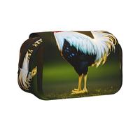 MGGAklp Shine - Custodia per penne a conchiglia con stampa gallo e doppia cerniera, portatile, per scuola e ufficio