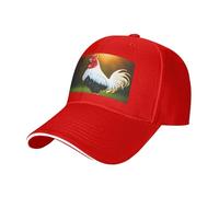 MGGAklp Shine Gallo Stampa Regolabile Classico Casquette Cappello con Moda per Camionista Unisex, Rosso, Taglia unica