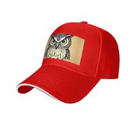 MGGAklp Simpatico gufo stampa regolabile classico cappello casquette con moda per camionista unisex, Rosso, Taglia unica