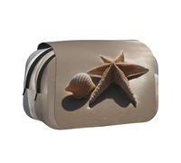 MGGAklp Starfish Seashell Sandy Beach Print Double Clamshell Pen Case con doppia cerniera portatile per scuola ufficio forniture