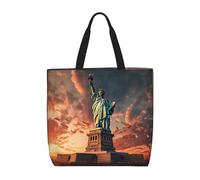 MGGAklp Statua della libertà in borsa di totalizzatore della stampa di New York con le borse riutilizzabili alla moda della spalla della chiusura lampo per il lavoro di acquisto, le vacanze