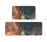 MGGAklp Statua della Libertà In New York Stampa Cucina Tappetino 2 Set Antiscivolo Impermeabile Mat Comfort Standing Mat Decorazioni