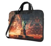 MGGAklp Statua della Libertà In New York Stampa Laptop Borsa A Tracolla Cerniera Impermeabile Con Tracolla Regolabile, Nero , 14 inch