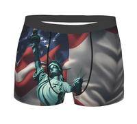 MGGAklp Statua della Libertà Stampa Bandiera Degli Uomini Boxer Slip Traspirante Morbido Active Stretch Biancheria Intima, Nero , M Short