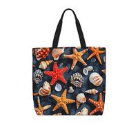 MGGAklp Stella marina e conchiglia modello stampa Tote Bag con cerniera alla moda riutilizzabile spalla Totes per il lavoro di acquisto, vacanza