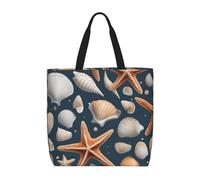 MGGAklp Stella marina e conchiglie stampa Tote Bag con cerniera alla moda riutilizzabile spalla Totes per il lavoro di acquisto, vacanza