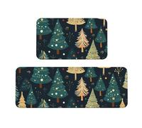 MGGAklp Tappetino da cucina con stampa albero di Natale, 2 set antiscivolo e impermeabile, comodo tappetino decorativo