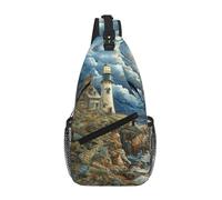 MGGAklp The Seaside Lighthouse Print Cross Chest Bag Diagonally Uomini Donne Leggero Impermeabile Borsa a Tracolla Petto