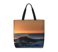 MGGAklp Ultimi raggi di sole sopra le onde del mare stampa Tote Bag con cerniera elegante riutilizzabile borse a spalla per lo shopping, lavoro, vacanza