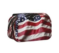 MGGAklp Vigile del fuoco Bandiera Americana Stampa Doppia Clamshell Pen Case con Doppia Cerniera Portatile per Scuola Forniture per Ufficio