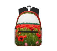 MGGAklp Zainetto da viaggio con cerniera e petali vivaci con stampa di papaveri e fiori, stile casual, per adulti
