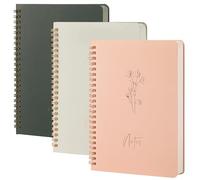 MGGAO 3 Quaderni a Spirale per Donna - Diario/Quaderno Estetico a Righe con Ampie Tasche e 7 mm 60 Fogli a Righe - per Scuola e Ufficio (A5, 21 x 14,7 CM)