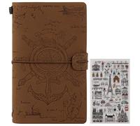 MGGAO Diario del marinaio in finta pelle - Taccuino da viaggio vintage per donne e uomini - Diario da viaggio ricaricabile con pagine vuote e foderate, regali per ragazze e ragazzi - A6