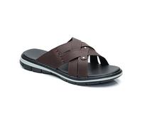 MGGMOKAY Infradito in Pelle da Uomo Sandali Open Toe da Uomo Scarpe Estive Confortevoli Traspirante e Antiscivolo,Marrone,44