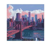 MGHDGD Pixel Art - Stampa artistica su tela, motivo: ponte di Brooklyn, skyline di New York, decorazione per camera da letto, ufficio, camera da letto, regalo, 60 x 60 cm