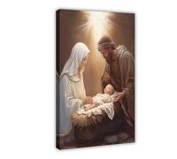 MGHDGD Poster religioso su tela, motivo: Maria, Giuseppe, Gesù Bambino, decorazione per camera da letto, ufficio, camera da letto, regalo, 30 x 45 cm