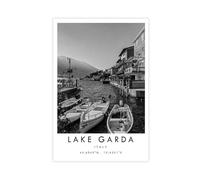 MGHDGD Poster su tela con stampa artistica da parete per soggiorno e camera da letto, 50 x 75 cm, motivo: viaggio sul Lago di Garda, Italia, 2