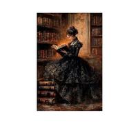 MGHDGD Stampa artistica su tela con scritta in lingua inglese "Lady Reading, Dark Academia", per camera da letto, ufficio, camera da letto, regalo, 30 x 45 cm