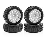 MGHGFYTAS Accessori Auto RC Compatibile con Arrma 2S per Typhon per Grom 1/18 RC Car Upgrade Modifica Parti Accessori 4 Pezzi 69mm Pneumatico in Gomma(Silver)