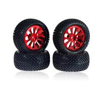 MGHGFYTAS Accessori Auto RC Compatibile con MJX 1/16 16207 16208 16209 16210 1/14 14209 14210 per WLtoys 1/12 1/18 RC Ricambi per Auto Mozzi Ruota in Metallo E Pneumatici(Red)