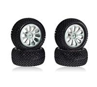 MGHGFYTAS Accessori Auto RC Compatibile con MJX 1/16 16207 16208 16209 16210 1/14 14209 14210 per WLtoys 1/12 1/18 RC Ricambi per Auto Mozzi Ruota in Metallo E Pneumatici(Silver)