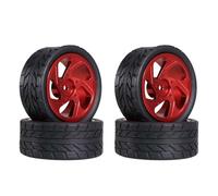 MGHGFYTAS Accessori Auto RC Compatibile con MJX per Hyper Go 1/14 14301 14302 per Wltoys 1/12 124016 RC Auto Parti di Aggiornamento Accessori Mozzo Ruota in Metallo Pneumatici(Red)