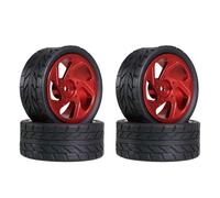 MGHGFYTAS Accessori Auto RC Compatibile con MJX per Hyper Go 14301 1/14 per WLtoys 124016 1/12 1/14 1/18 RC Auto Parti di Aggiornamento Accessori Mozzo Ruota in Metallo Pneumatici(Red)