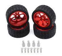 MGHGFYTAS Accessori Auto RC Compatibile con MJX per Hyper Go 14303 14302 14301 1/14 RC Auto Parti di Aggiornamento Accessori Ruote in Metallo Pneumatici per Altezza Crescente Set(Red)