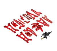 MGHGFYTAS Accessori Auto RC Compatibile con MJX per Hyper Go 16207 16208 16209 H16 1/16 RC Ricambi per Auto Bracci Inferiori Anteriori in Metallo Kit di Collegamento Sterzo(Red)